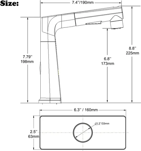 Vista 6 de Grifo de baño LED con rociador extraíble, pantalla de temperatura dorada cepillada, 2 modos de pulverización, grifo RV de 1 o 3 agujeros con placa