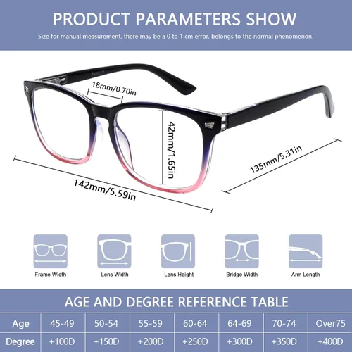 Vista 2 de Paquete de 3 gafas de lectura progresivas multifocales con bloqueo de luz azul para mujeres y hombres, gafas de computadora con bisagra de resorte 3
