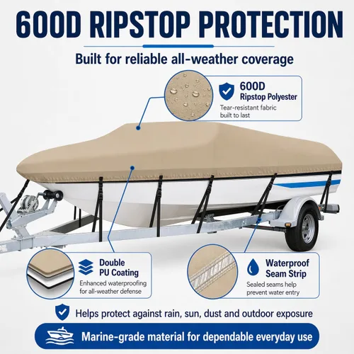 Vista 4 de Anglink - Funda impermeable para barcos, resistente 600D de poliéster Oxford, profesional, para bajos, para embarcaciones, duradera y a prueba