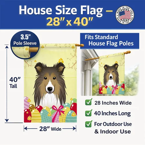 Vista 304 de Caroline's Treasures BB1923GF Bandera decorativa para jardín con diseño de Border Collie, para caza de huevos de Pascua, para jardín, jardín, patio