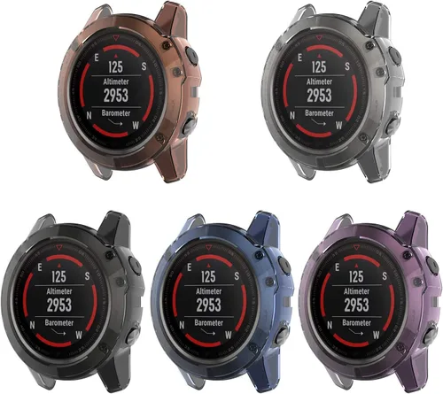 Vista 8 de REYDA Paquete de 2 fundas de reloj compatibles con Garmin Fenix 5X/5X Plus, ultrafinas y suaves de silicona TPU con borde de parachoques, resistente