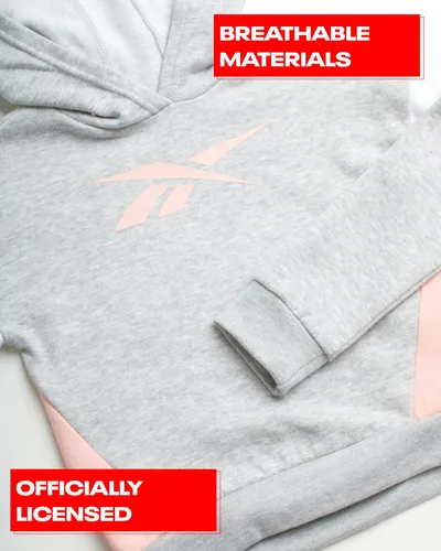 Vista 3 de Reebok Conjunto deportivo para niñas, sudadera de forro polar activo de 3 piezas, pantalones deportivos para correr, camiseta - Ropa deportiva