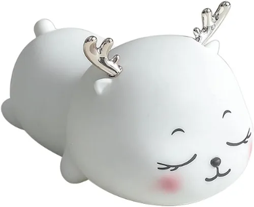 Vista 2 de Aolyty Luz nocturna para niños, lindo ciervo, de silicona, lámpara para niños pequeños, recargable por USB, luz nocturna con función de temporizador