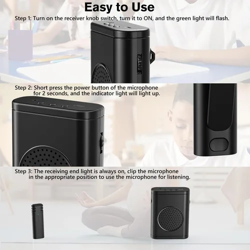 Vista 7 de Amplificador de voz inalámbrico con micrófono Lavalier inalámbrico, altavoz Bluetooth, sistema PA, soporte USB/TF/SD, micrófono omnidireccional