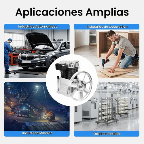 Vista 6 de Cabezal de bomba de compresor de aire, 3HP 66Gal/min 145PSI de una sola etapa de doble cilindro herramienta de aire universal compresor de aire