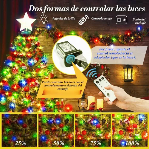 Vista 2 de Cadena de luces para árbol de Navidad, 410 luces LED de Navidad para árbol con 8 modos de luz y función de memoria, 6.6 pies x 16 luces de cadena