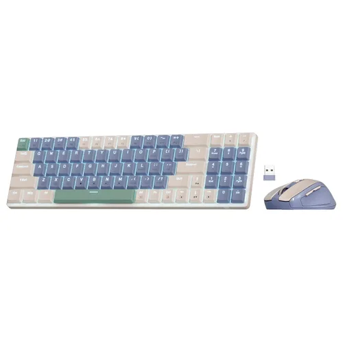 Vista 10 de Redragon BS135 Combo de Teclado y Mouse Inalámbrico, Teclado Mecánico de Bajo Perfil 75% de 78 Teclas 2.4Ghz Inalámbrico con Batería Recargable, Luz