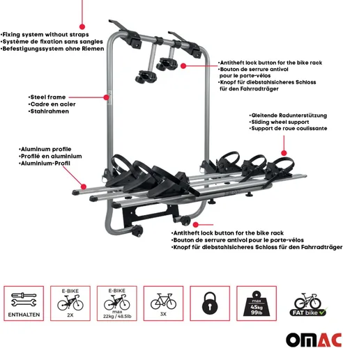 Vista 3 de 3 portabicicletas soporte de enganche para Subaru Forester 2003-2008 negro 1 unidad