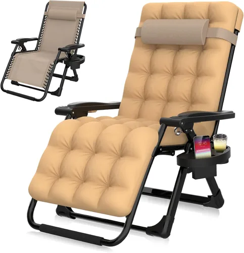 Vista 15 de Suteck Silla de gravedad cero, sillas reclinables de camping, sillón Negro clásico