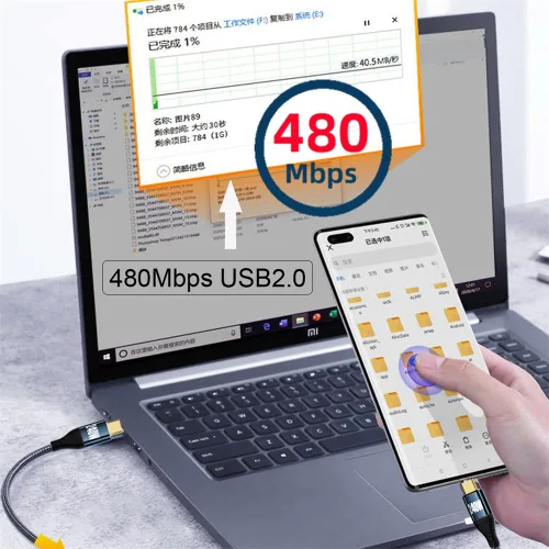 Vista 7 de Cable USB-C de 240 W tipo C 480 Mbps 48 V 5 A de perfil bajo en ángulo de 90 grados compatible con USB 2.0 100 W de carga para portátil, tableta