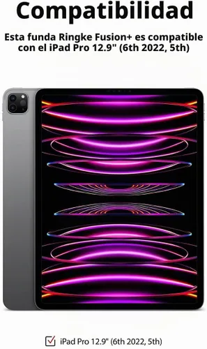 Vista 2 de Ringke Fusion Plus [Funda + soporte para lápices] compatible con iPad Pro 12.9 (6ª generación 2022, 5ª generación 2021), parte trasera dura