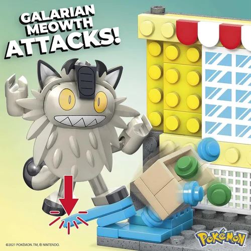 Vista 4 de MEGA Pokémon Figuras de acción de juguete de construcción coleccionable Toxel vs. Meowth Galarian Meowth con gran bola