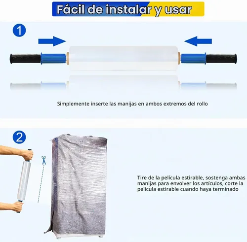 Vista 5 de RAZCC Película elástica, envoltura elástica de resistencia industrial para envoltura de paletas, envoltura de plástico transparente resistente