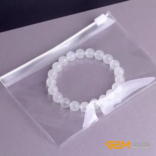Vista 6 de GEM-Inside - Pulsera de moda con piedras preciosas naturales hechas a mano de 0.276in de cuarzo de cristal de grado AAA con cuentas redondas