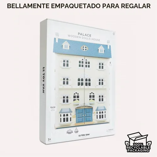 Vista 8 de Le Toy Van - Casa de muñecas grande de madera Palace House Ideal como regalo Juego de casa de muñecas de madera de 5 plantas - Adecuado