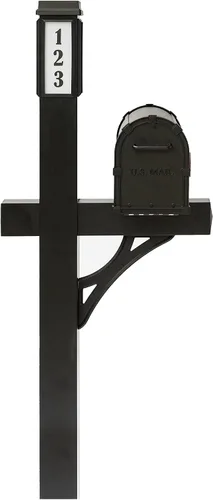 Vista 9 de Buzón de alta calidad con dirección de número personalizado con poste y luz solar Diseño de poste duradero de aluminio Dirige fácilmente al Negro