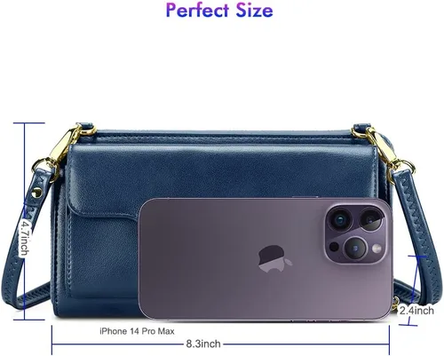 Vista 6 de nuoku Bolsos cruzados para mujer, carteras de muñeca para mujer, monederos pequeños para mujer, cartera para teléfono celular, cartera RFID