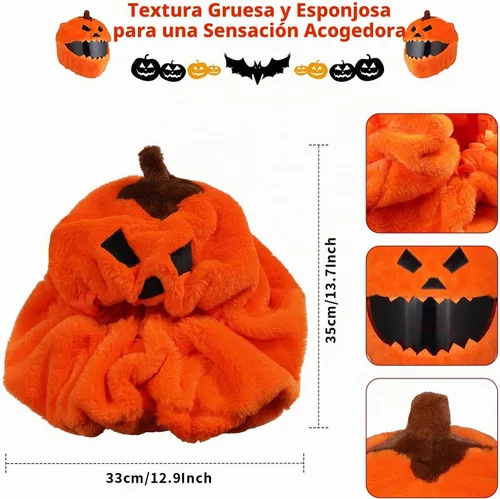 Vista 3 de VCOROS Cubierta de casco de motocicleta de calabaza de Halloween, cubierta de casco de cara completa esponjosa para paseos divertidos