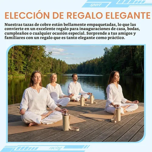 Vista 4 de LemonRoad - Juego de 2 botellas de agua de cobre (34 onzas/1000 ml) Hammered Health