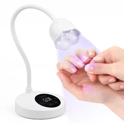 Vista 13 de SAVILAND Essentials Lámpara de uñas LED manos libres: luz UV rosa de secado rápido con soporte plegable LCD visible Temporizador de 20/60s lámpara