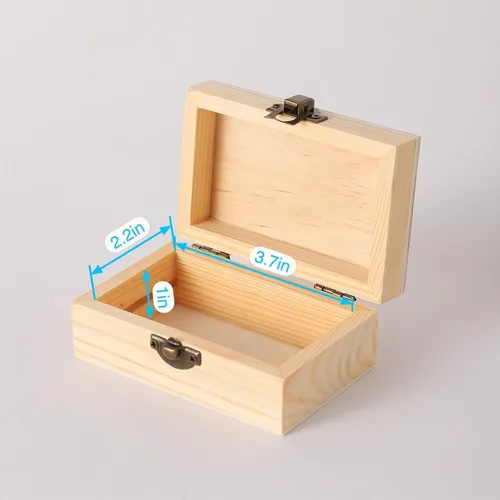 Vista 3 de 12 cajas pequeñas de madera para manualidades, cajas de madera sin terminar de 4.3 x 2.7 x 1.8 pulgadas con tapa, caja de recuerdo