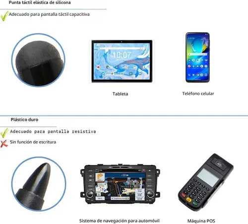 Vista 6 de 2 unidades de lápices capacitivos negros para dispositivos de pantalla táctil universal - Compatibles con iPad, Samsung Galaxy, smartphones