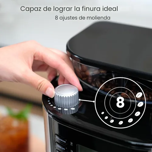 Vista 3 de Gevi Cafetera de 10 tazas con molinillo de rebabas integrado, temporizador programable, tanque de agua de 1.5L, filtro reutilizable y placa