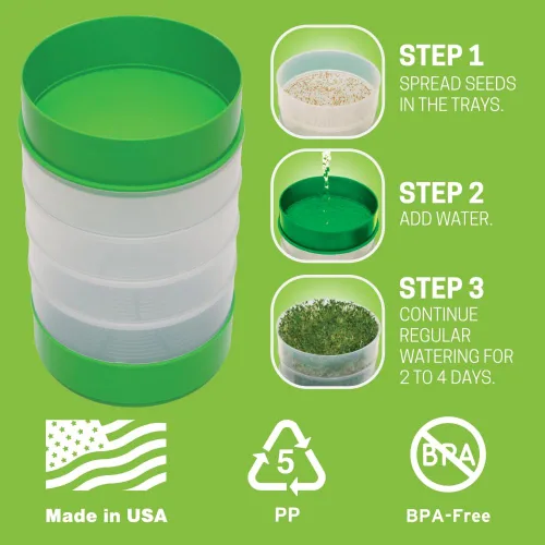 Vista 5 de Deluxe 4 bandejas para el cultivo en el hogar de brotes de semillas de VICTORIO VKP1200