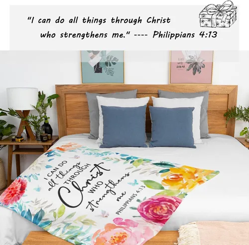 Vista 3 de CUJUYO Regalos cristianos para mujeres Manta 50"x40", Regalos inspiradores religiosos católicos espirituales de cumpleaños para mujeres Manta suave