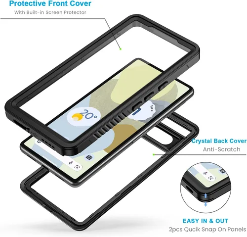 Vista 3 de Lanhiem Funda para Google Pixel 7, IP68 Impermeable a Prueba de Polvo con Protector de Pantalla Integrado, Funda Protectora de Teléfono de Cuerpo