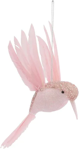 Vista 2 de Decoración de Navidad, adornos falsos de colibrí, adornos de Navidad colgantes de cristal con purpurina artificial, decoración de colibrí volador