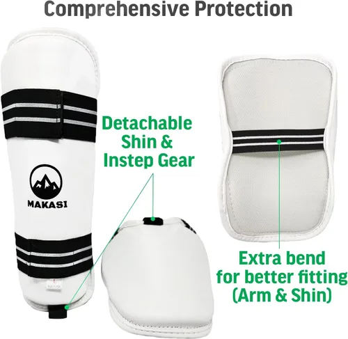 Vista 3 de Artes marciales Taekwondo Sparring Gear Equipo Set Headgear Shin Instep Brazo Pecho Bolsa de protección bucal Azul