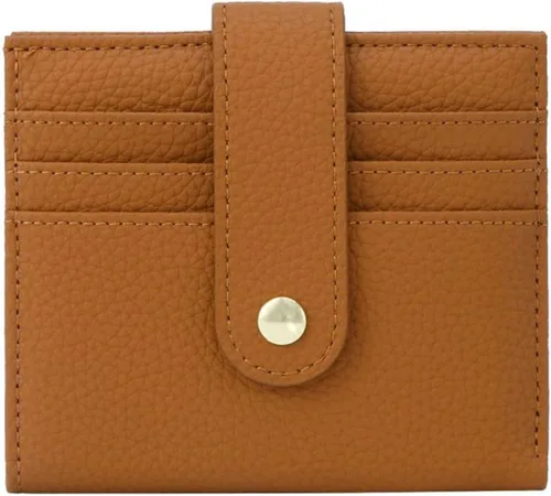 Vista 9 de Carteras de cuero para mujer con bloqueo RFID, billetera delgada, plegable, tarjetero con cremallera, bolsillo para monedas, ventana