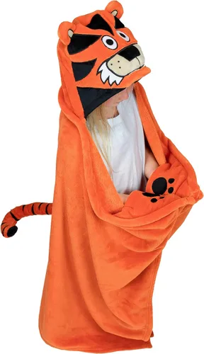 Vista 13 de Manta con capucha para llevar puesta Lazy One para niños, manta con capucha de animales (Oso)