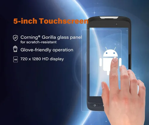 Vista 4 de Robusto Android 15 Escáner de código de barras portátil Pantalla táctil Computadora portátil PDA 1D y 2D Lector de códigos de barras Wi-Fi y 4G LTE