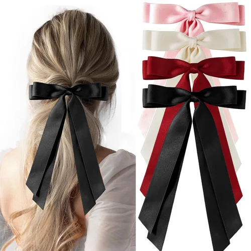 Vista 8 de 10 accesorios para el cabello de BetterJonny : pasadores con lazo con borla y cola larga para niñas, mujeres y adolescentes 10