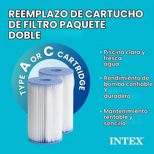 Vista 3 de INTEX 29002E - Cartucho de filtro de piscina tipo A: para bombas de filtro INTEX, fácil de limpiar, papel Dacron, filtración eficiente, paquete