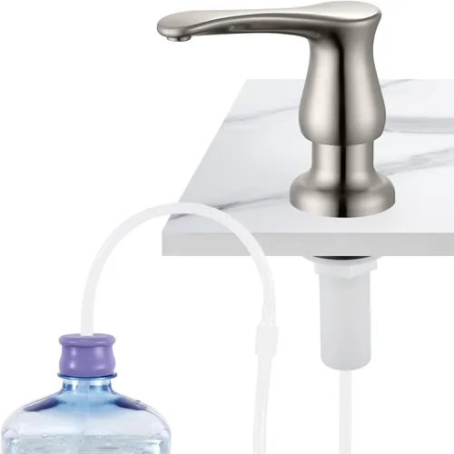 Vista 14 de GAGALIFE Dispensador de jabón para fregadero de cocina, dorado cepillado, dispensador de jabón debajo del fregadero con kit de tubo de extensión