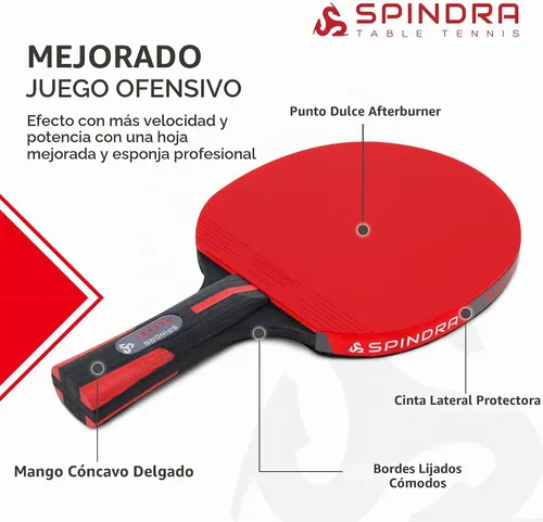 Vista 4 de Rocket Advanced Offensive Ping Paddle con funda protectora