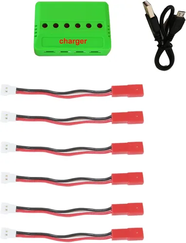 Vista 6 de 6 en 1 Max 2.5A Entrada de corriente 3.7V Lipo Cargador rápido de batería para Drone con cables de puerto JST/SM/2.0