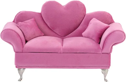 Vista 3 de Harilla Joyero en forma de diván, soporte de almacenamiento rosa, forro suave, regalo encantador, organizador de aretes para mesita de noche