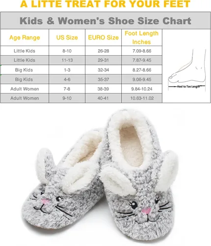 Vista 5 de cosyone1997 Lindas pantuflas de animales para niños, niñas y mujeres, calcetines de casa mullidos con suela antideslizante suave, regalos únicos