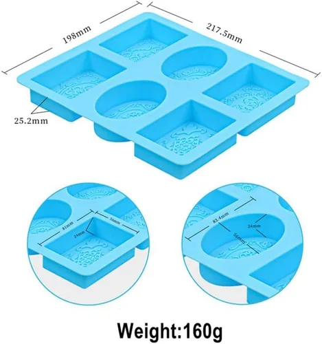 Vista 2 de Moldes de jabón para hacer jabón, paquete de 2 moldes de silicona para jabón, molde de jabón hecho a mano, rectangular, ovalado y formas de flores