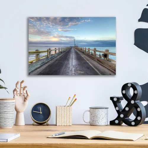 Vista 4 de Epic Art 'Carpinteria Pier View I' de Chris Moyer, arte de pared de vidrio acrílico, 16"x12