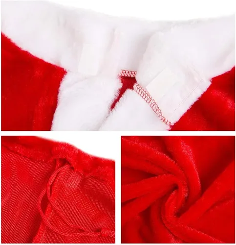 Vista 4 de Traje de Papá Noel, disfraz clásico de franela de terciopelo de Navidad para hombre