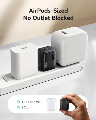 Vista 6 de INIU Paquete de 2 cargadores tipo C de 30 W de carga rápida y cable de carga USB C INIU de 6.6 pies, cable de carga rápida USB A a tipo C de 3.1 A