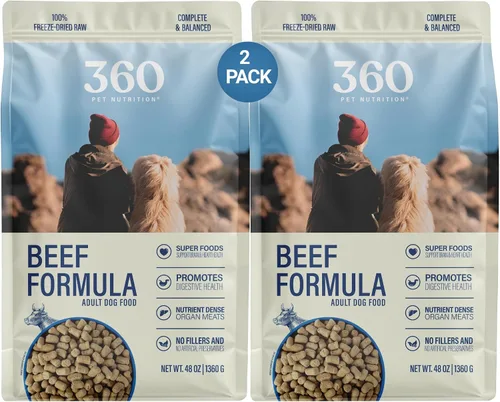 Vista 23 de 360 Pet Nutrition Alimento crudo liofilizado para perros – Receta de carne de res con hígado y órganos, alta proteína con omega-3, frutas, verduras