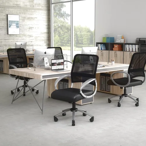 Vista 2 de Boss Office Products Silla de trabajo con respaldo de malla con acabado de peltre en negro