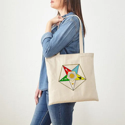 Vista 2 de CafePress Eastern Star Tote Bag Bolsa de lona natural, bolsa de compras de tela, Caqui