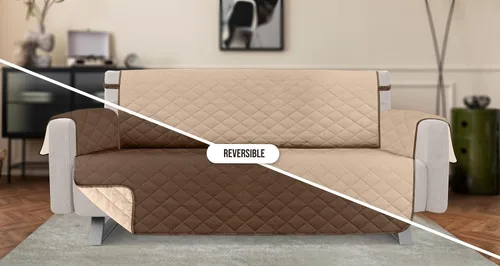 Vista 5 de Utopia Bedding - Funda reversible para sofá, resistente al agua, protector de muebles con tubos de espuma y correas elásticas para niños, perros